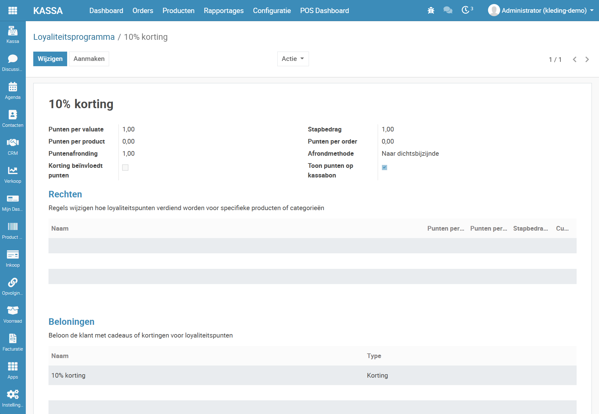 Loyaliteitsprogramma instellen in de backoffice