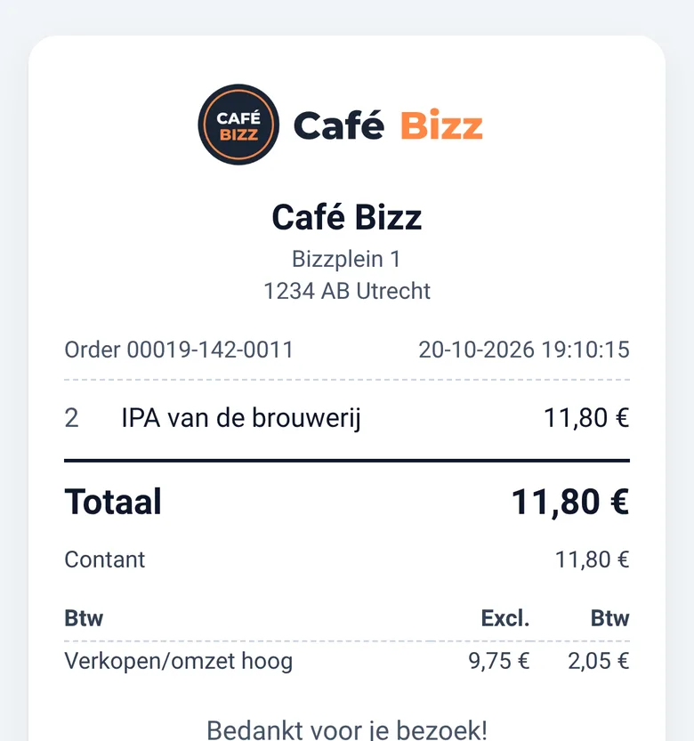 De digitale bon geopend op een telefoon
